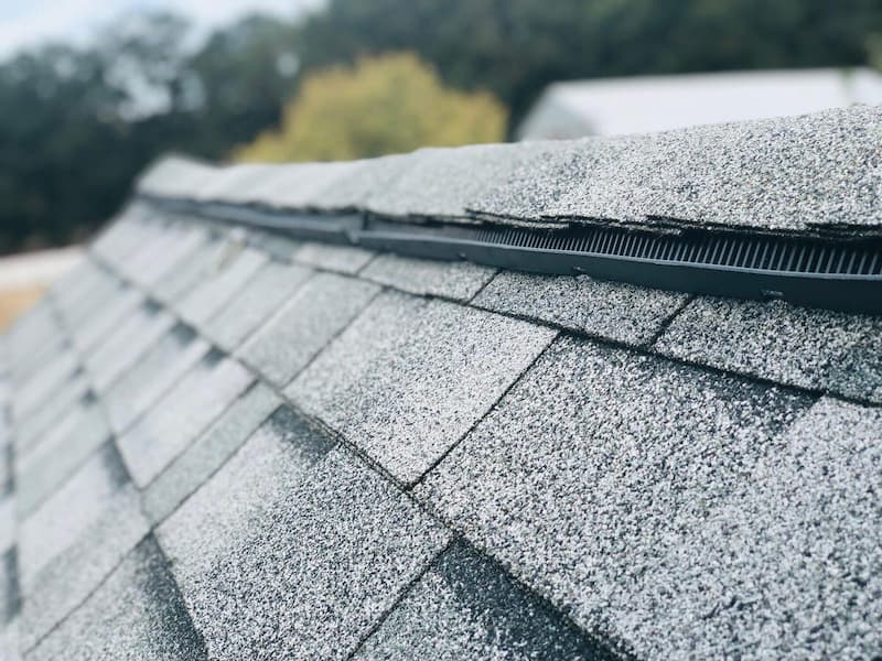 Close-up view of an asphalt shingle roof