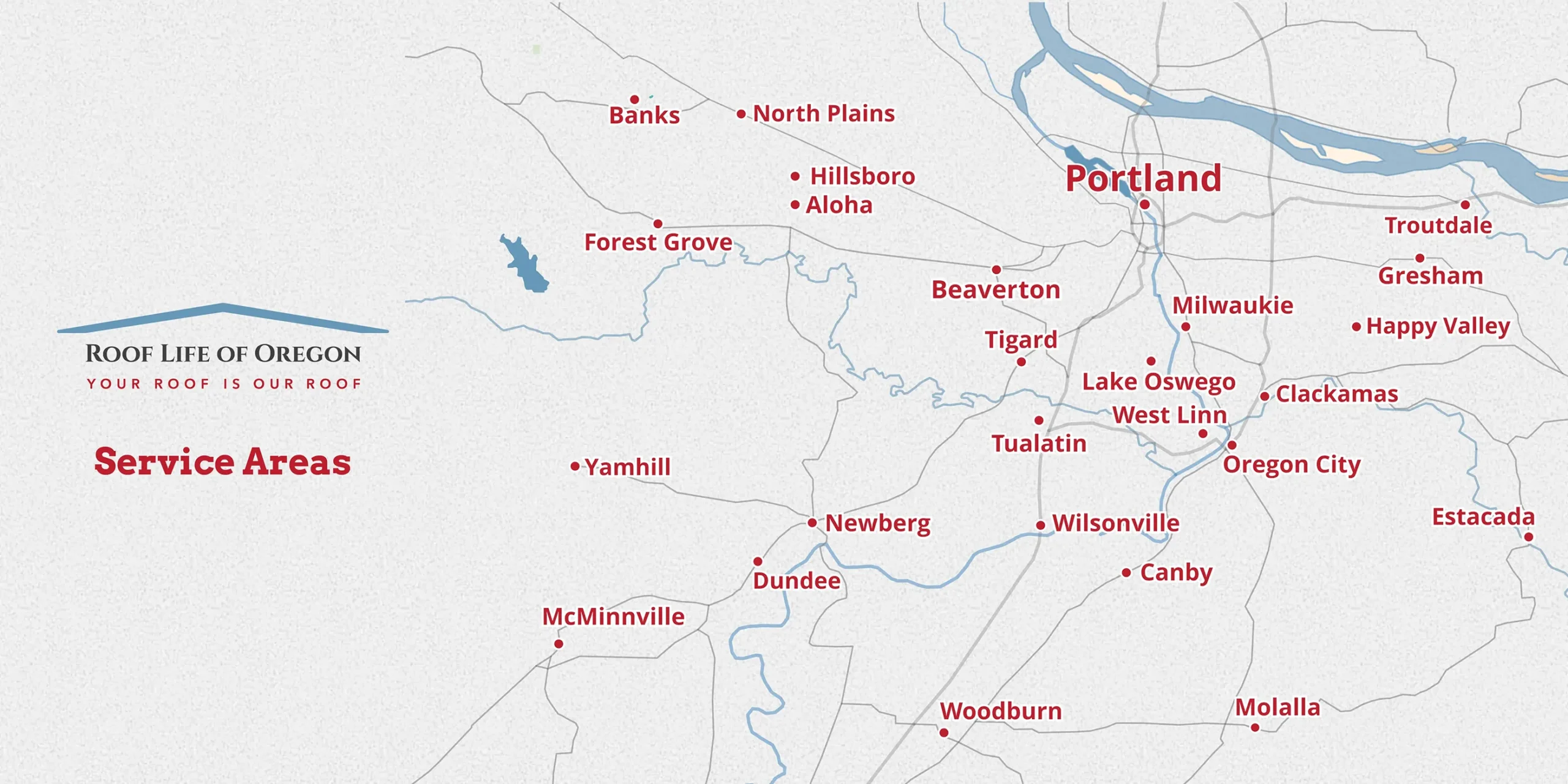 Roof Life of Oregon Service Area Map