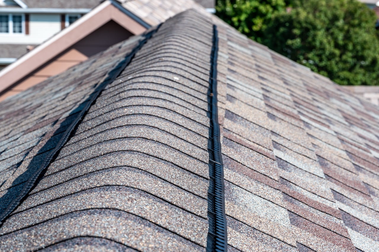 Ridge vents on a roof